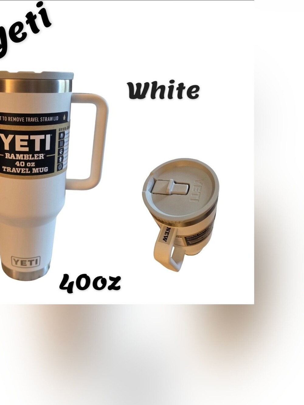 YETI Rambler 40 oz Flip Straw Tumbler~White NEW
